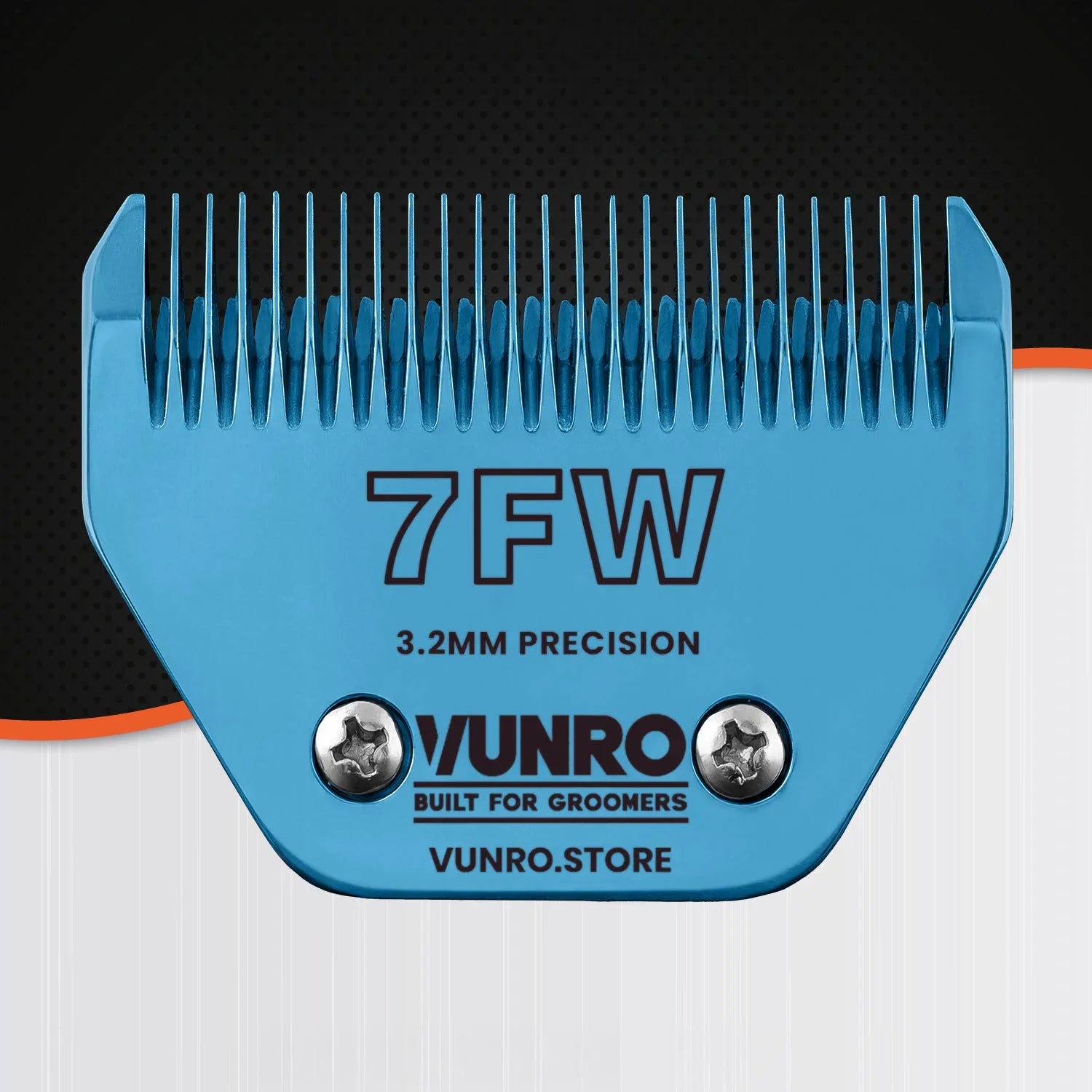 VUNRO 7FW Wide Blue Steel dog clipper blade front view